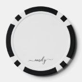 Wit Zwart Modern Script Monogram Naam Poker Chips (Achterkant)