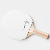 Wit Zwart Modern Script Monogram Naam Tafeltennisbatje (Zijkant)