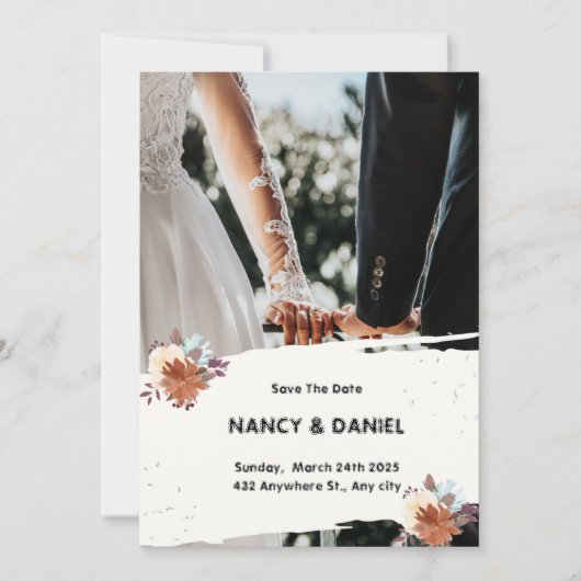 Wit Zwart Moderne Minimalistische Huwelijksuitnodi Kaart (Voorkant)