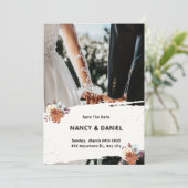 Wit Zwart Moderne Minimalistische Huwelijksuitnodi Kaart (Staand voorkant)