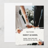 Wit Zwart Moderne Minimalistische Huwelijksuitnodi Kaart (Voorkant / Achterkant)