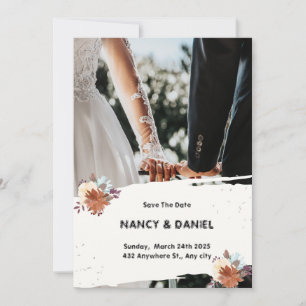 Wit Zwart Moderne Minimalistische Huwelijksuitnodi Kaart