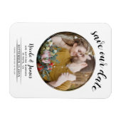 Wit & Zwart Moderne Ronde Foto Sla de Datum op Magneet (Horizontaal)