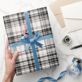 Wit Zwart Monochroom Geruit Ivoor Plaid Patroon Cadeaupapier