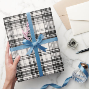 Wit Zwart Monochroom Geruit Ivoor Plaid Patroon Cadeaupapier