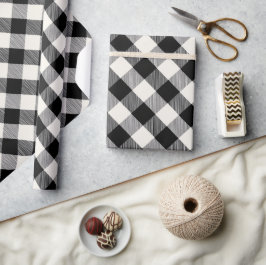 Wit Zwart Monochroom Geruit Ivoor Plaid Patroon Cadeaupapier