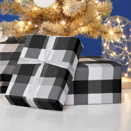 Wit Zwart Monochroom Geruit Ivoor Plaid Patroon Cadeaupapier