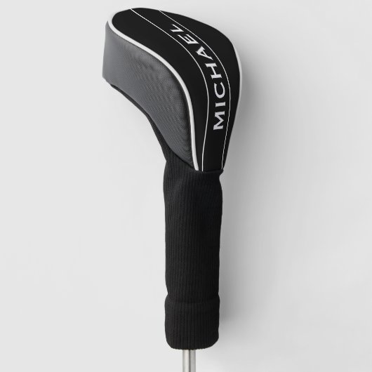 Wit zwart Monogram en Naam Persoonlijk  Golfheadcover (Schuin)