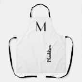 Wit Zwart Monogram Naam Gepersonaliseerd Schort (Voorkant)
