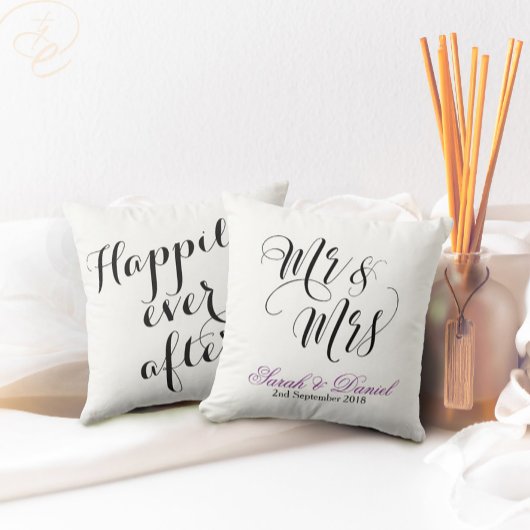 Wit Zwart Mr & Mrs Bruiloft Kussen Keepsake Gift