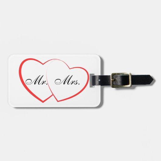 Wit & Zwart | Mr. Mrs. Modern Monogram Bagagelabel (Voorkant horizontaal)