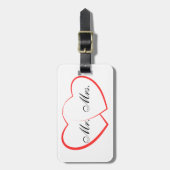 Wit & Zwart | Mr. Mrs. Modern Monogram Bagagelabel (Voorkant verticaal)