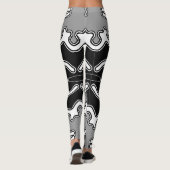 Wit & zwart naadloos "Ratti_Creative_Arts" Leggings (Achterkant)