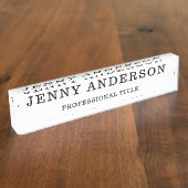 Wit Zwart Naam en Titel Desk Naam Bord Naambordje (Zijkant)