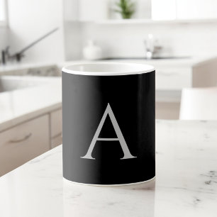Wit Zwart Naam Initiaal Monogram Elegant Script Koffiemok