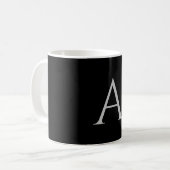 Wit Zwart Naam Initiaal Monogram Elegant Script Koffiemok (Voorkant links)