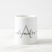Wit Zwart Naam Initiaal Monogram Elegant Script Koffiemok (Center)