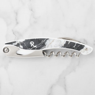 Wit & Zwart Nepmarmer Monogram Kurkentrekker