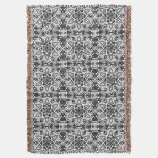 Wit-zwart openwerk geometrisch patroon deken (Voorkant Verticaal)
