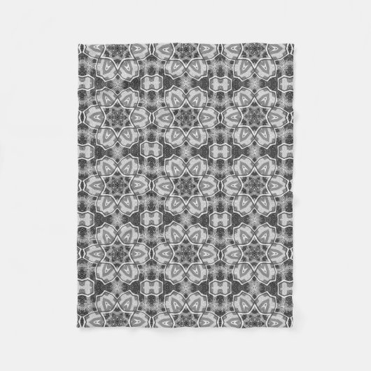 Wit-zwart openwerk geometrisch patroon fleece deken (Voorkant)