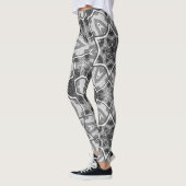 Wit-zwart openwerk geometrisch patroon leggings (Links)