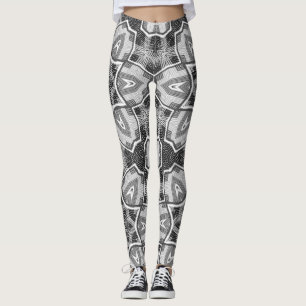 Wit-zwart openwerk geometrisch patroon leggings