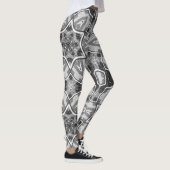 Wit-zwart openwerk geometrisch patroon leggings (Rechts)