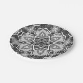 Wit-zwart openwerk geometrisch patroon papieren bordje (Gekanteld)