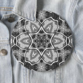 Wit-zwart openwerk geometrisch patroon ronde button 6,0 cm (In situ)