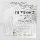 Wit & Zwart Organische Huwelijksuitnodiging Kaart (Voorkant / Achterkant)