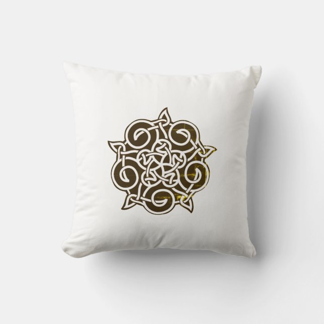 Wit Zwart Ornament Energie Embleem Kussen (Voorkant)