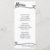 Wit & Zwart Paar Hart Trouwreceptie Menu (Voorkant)