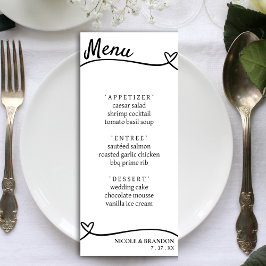 Wit & Zwart Paar Hart Trouwreceptie Menu