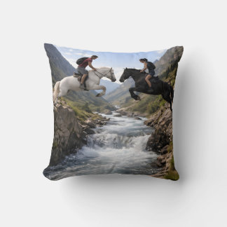 Wit & Zwart Paarden Avontuur Kussen