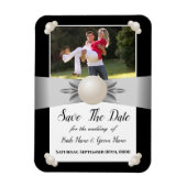 Wit & zwart parel lint foto opslaan van de datum magneet (Verticaal)