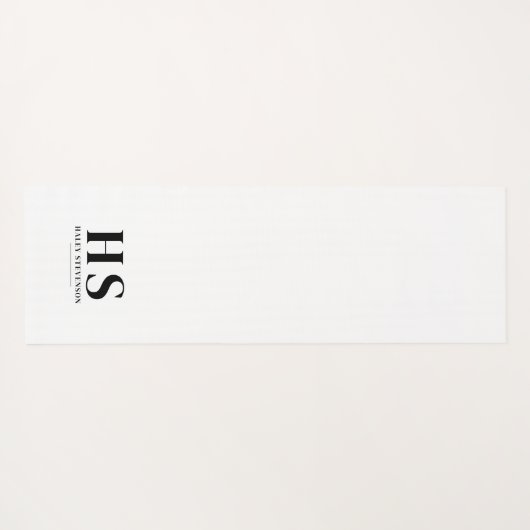 Wit & Zwart Persoonlijk Monogram Minimalistisch Sc Yogamat (Achterkant (horizontaal))