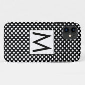 Wit Zwart Polka Dots Initiaal Letter Case-Mate iPhone Case (Achterkant (horizontaal))