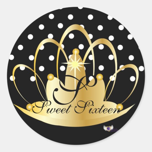 Wit Zwart Polka stippen Monogram S-16 -Cust. Ronde Sticker (Voorkant)