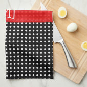 Wit & Zwart Polkadot Patroon-Monogram Theedoek (Quarter Fold)
