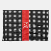 Wit & Zwart Polkadot Patroon-Monogram Theedoek (Horizontaal)