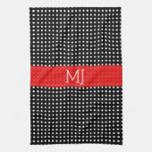 Wit & Zwart Polkadot Patroon-Monogram Theedoek (Verticaal)
