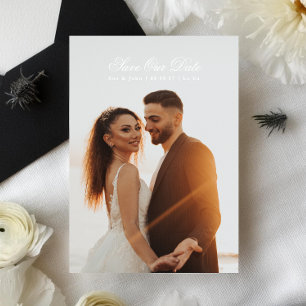 Wit & Zwart Premium klassieke kalligrafie foto Save The Date