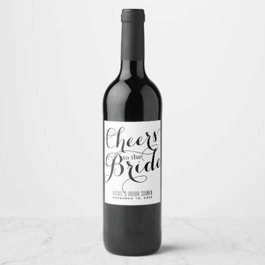 Wit & Zwart PROOST OP DE BRUID Bruids Wijn Etiket (Voorkant)