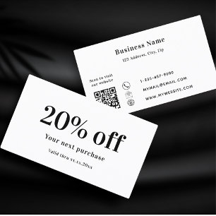 Wit zwart qr code business kortingskaartje