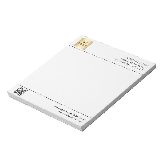Wit zwart QR code business logo letterhead Notitieblok (Linkerzijde)