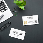 Wit zwart qr code logo business kortingskaartje