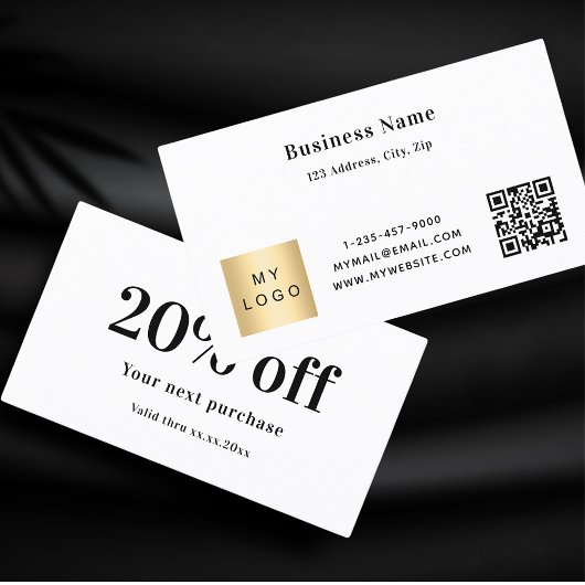 Wit zwart qr code logo business kortingskaartje