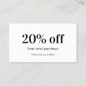 Wit zwart qr code logo business kortingskaartje (Voorkant)