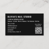 Wit Zwart Qr-Code Script Lijnkunst Nagelsalon Visitekaartje (Achterkant)