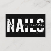 Wit Zwart Qr-Code Script Lijnkunst Nagelsalon Visitekaartje (Voorkant)